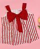Cutecumber Georgette Woven Sleeveless Striped & Bow Applique Detailed Top - Red