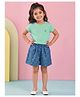 Campana 100% Cotton Knit Half Sleeves Dragon Fry Printed Tee & Floral Printed Shorts Set - Light Green & Navy Blue