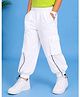 Kiddopanti Cotton Knit Solid Cargo Pants - White