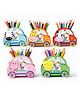 YAMAMA Car Shaped Wooden Pen Holder | Cute Animal Car Design Pen Holder | Cartoon Pen Stand & Desk Organizer - Color And Design May Vary