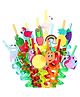 YAMAMA 4 Pcs Reusable Curly Fruit Straws, Multicolor Straw Party Supplies Straws Reusable Plastic for Kids Birthday Favors, Family Table Decorations - Color and Design May Vary