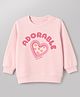 Doodle Poodle 100% Cotton Looper Terry Knit Sweatshirt with Full Sleeves and Hearts Print - Pink