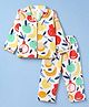 Enfance Core Cotton Woven Full Sleeves Co-Ords Shirt & Pyjama Night Suit with Fruits Print - Red
