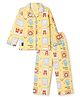 Enfance Core Cotton Woven Full Sleeves Co-Ords Shirt & Pyjama Night Suit with Animal Print - Yellow