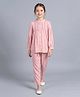 Bella Moda Cotton Woven Full Sleeves Lace Embellished Top & Pants Set - Pink
