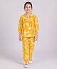 Bella Moda Cotton Woven Three Fourth Sleeves Floral Printed Coordinating Shirt Style Top & Pants Set - Yellow