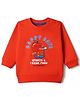 Zero Cotton Looper Knit Sweatshirt with Full Sleeves and Apple Print - Red