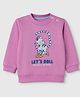 Zero Cotton Looper Knit Sweatshirt with Full Sleeves and Cat Print - Pink