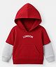Zero Cotton Looper Knit Hooded Sweatshirt with Full Sleeves and London Embroidery - Red