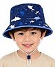 VRITRAZ Cotton Woven Shark Printed Bucket Hat - Navy Blue - Circumference - 56 Cm