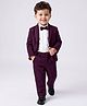 Babyhug Knit Full Sleeves Solid Color Party Suit with Bow - Purple