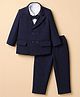 Babyhug Knit Full Sleeves Solid Party Suit with Bow - Navy Blue
