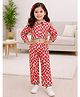 Little Ginnie Cotton Woven Full Sleeves Strawberry Printed Coordinating Shirt & Pant Set - Red