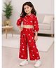 Little Ginnie Cotton Woven Full Sleeves Stars Printed Coordinating Shirt & Pant Set - Red