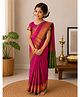 Little Ginnie Cotton Woven Half Sleeves Blouse With Zari Border Saree - Pink
