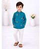 Little Ginnie Cotton Woven Full Sleeves Floral Embroidered Kurta & Pyjama Set - Green