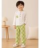 Little Ginnie Cotton Woven Full Sleeves Lion Printed Tee & Pajama Night Suit - Green