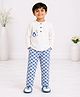 Little Ginnie Cotton Woven Full Sleeves Penguin Printed Tee & Pajama Night Suit - Blue