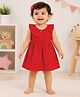 Little Ginnie Cotton Woven Sleeveless Solid Dress With Bloomer - Red