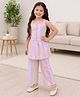 Little Ginnie Cotton Woven Sleeveless Striped Coordinating  Top & Pant Set - Multi Colour