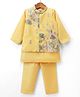 Babyhug Woven Kurta Full Sleeves Kurta & Pyjama Set With Floral Embroidered Jacket - Yellow