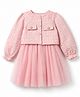 Mark & Mia Full Sleeves Frock with Shrug Floral Embroidery in Pink