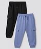 Primo Gino Cotton Knit Jogger Fit Ankle Length Solid Lounge Pant Pack of 2 in Blue Black