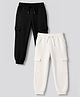 Primo Gino Cotton Knit Ankle Length Solid Joggers Pack of 2 - Black & White