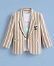 Dapper Dudes Cotton Woven Full Sleeves Striped Blazer With Printed Tee & Brooch Detailing - Tan