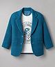 Dapper Dudes Cotton Woven Full Sleeves Textured Blazer With Printed Tee - Teal Blue