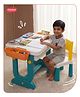 Aditi Toys 4 in 1 Little Genius Kids Study Table & Chair Set, Multifunctional Learning Desk with Building Blocks Activity, Storage Trays & Comfortable Seating