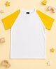 RISH Cotton Blend Half Raglan Sleeves Colour Blocked Tee -  White Mustard
