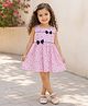 The Magic Wand Cotton Woven Sleeveless Bow Applique Detailed Floral Printed Dress - Pink