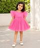 The Magic Wand Woven Frill Sleeves Pearl Embellished Floral  Applique Detailed Tulle Dress - Pink