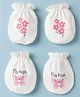 Doodle Poodle 100% Cotton interlock Knit Mittens & Booties with Floral , Butterfly & Text Print - White
