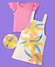 OLLINGTON ST. Sinker Knit Half Sleeves Top & Printed Pinafore - Pink & Yellow