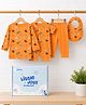 Kidbea Cotton Knit To Knit Pack Of 4 Full Sleeves All Over Printed Multi-Pack/ Value Packs - Dark Orange