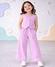 Kidbea Cotton Woven Sleeveless Striped Coordinating Waist Coat Style Top & Palazzo - Pink