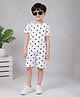 Kidbea Cotton Knit Half Sleeves Stars Printed Coordinating Tee & Shorts Set  - White