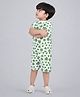 Kidbea Cotton Knit Half Sleeves Leaves Printed Coordinating Tee & Shorts Set - White