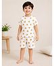 Kidbea Cotton Knit Half Sleeves Pizza Printed Coordinating Tee & Shorts Set - White