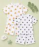 Kidbea Cotton Knit Pack Of 2 Half Sleeves Pizza & Stars Printed Coordinating Tee & Shorts Set - White