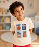 Kidbea Bamboo Knit Half Sleeves Sport Printed Tee - Off White