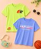 Kidbea Bamboo Knit Pack Of 2  Half Sleeves Sport & Explore Text Printed Tees - Green & Blue