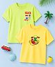 Kidbea Bamboo Knit Pack Of 2 Half Sleeves Beach Theme & Kid Printed Tees - Green & Yellow