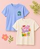 Kidbea Bamboo Knit Pack Of 2 Half Sleeves Fish & Girl Rule Text  Printed Tees - Blue & Off White