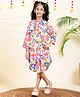 Bugandbees Rayon Woven Three Fourth Sleeves Floral Printed Dress - Multi Colour