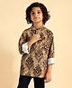 Bugandbees Woven Full Sleeves Abstract Printed Kurta - Brown