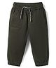 Bonfino Cotton Elastane Woven Full Length Jogger in Olive Green