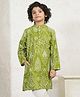 Bugandbees Cotton Woven Full Sleeves Floral Embroidered  Kurta - Green